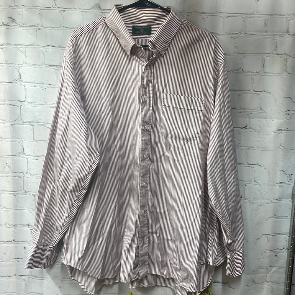 Tom James Custom Tailored red striped XXL shirt